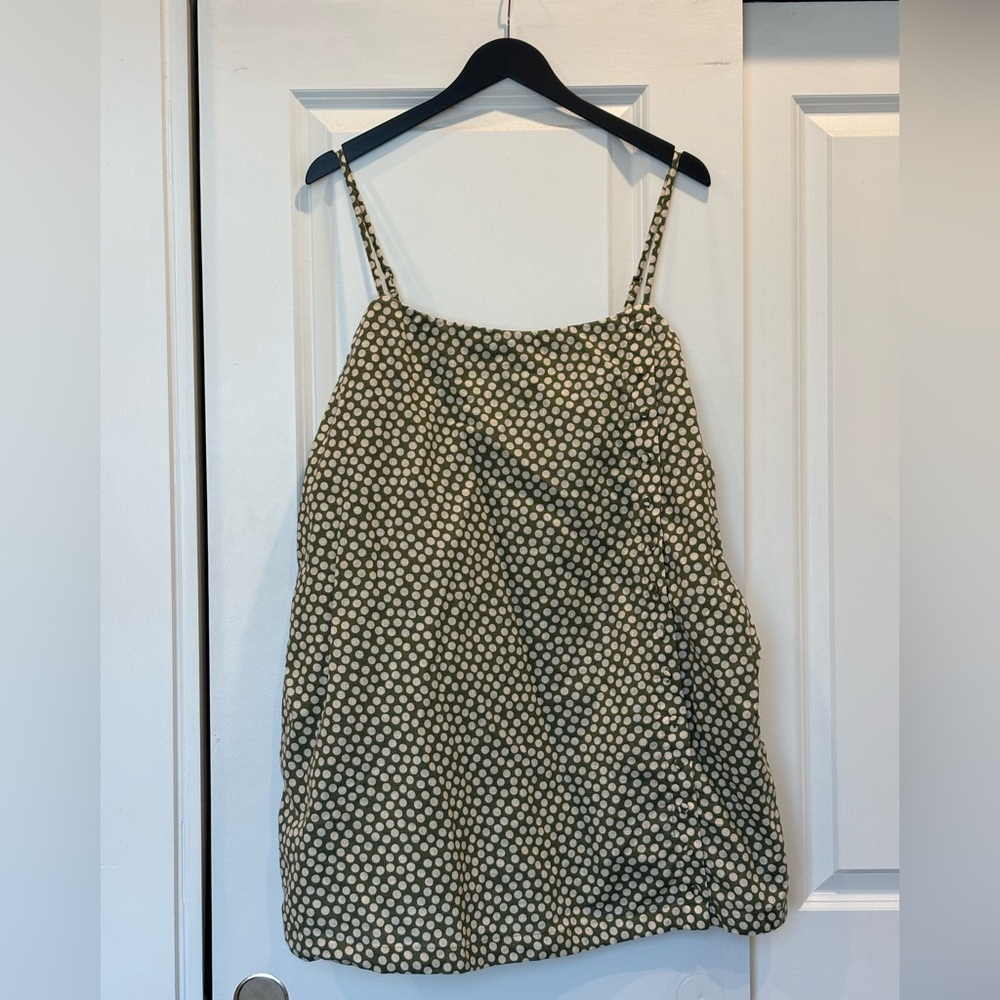 Abercrombie & Fitch Linen Blend Green Polka Dot Skort Dress with pockets Size XL - Picture 2 of 7